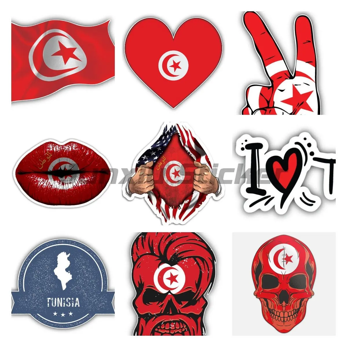Государственный флаг Туниса стикер, бренд стикер автомобиля декор наклейка для автомобиля ноутбук мотокросс шлем багажник Виниловая водонепроницаемая наклейка