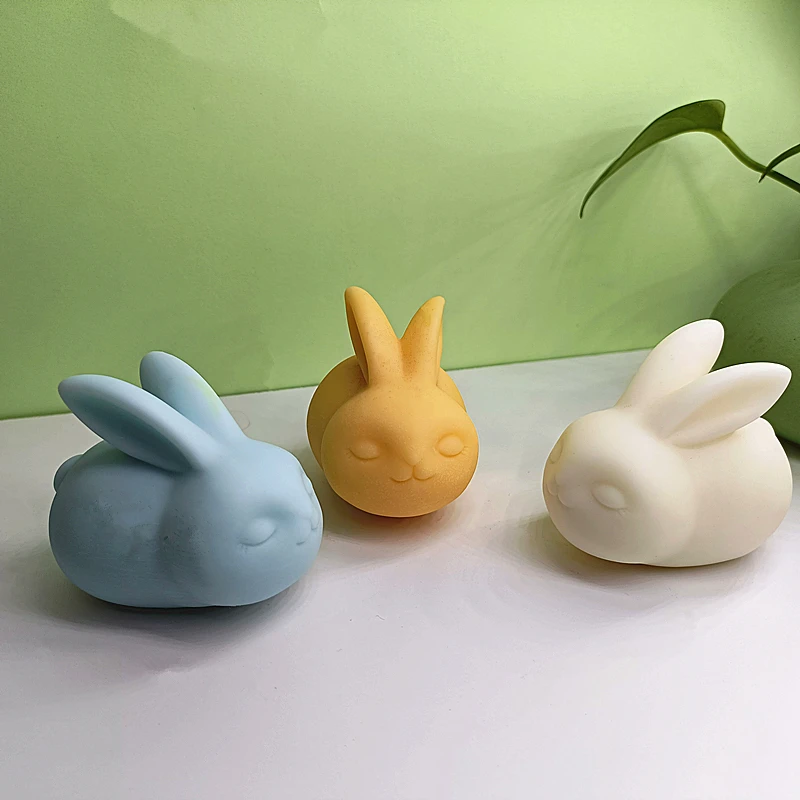 Силиконовая форма с милым 3D кроликом, силиконовая форма для украшения торта ручной работы, форма для печенья, мусса, конфет, формы из полимерной глины, гипсовые формы для вечеринок