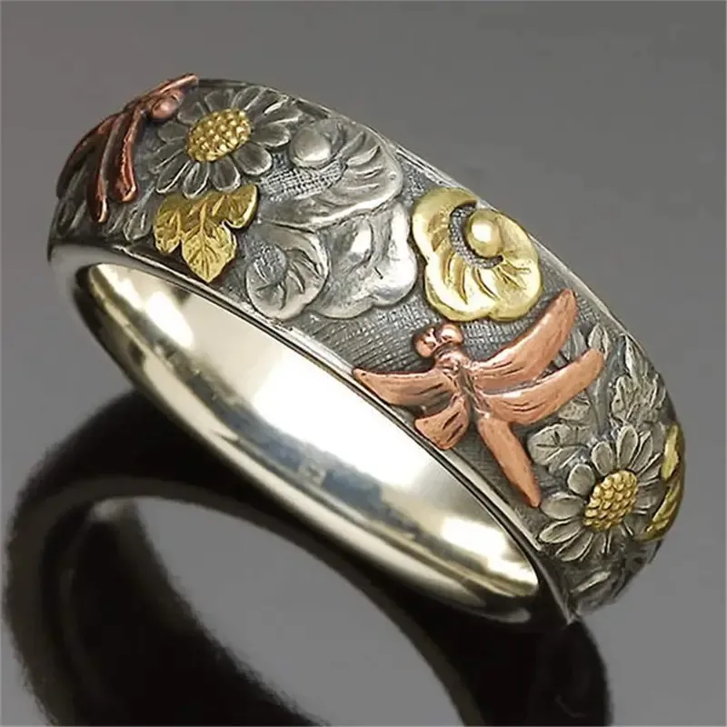 1 шт. Удобное кольцо в виде цветка стрекозы в стиле унисекс для свадьбы