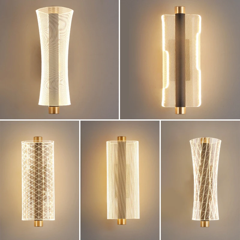 Современные акриловые светодиодные настенные светильники для дома Luminaria Decor Nordic Hotel, спальня, Ванная комната, бра, Зеркальная лампа, Золотые светильники