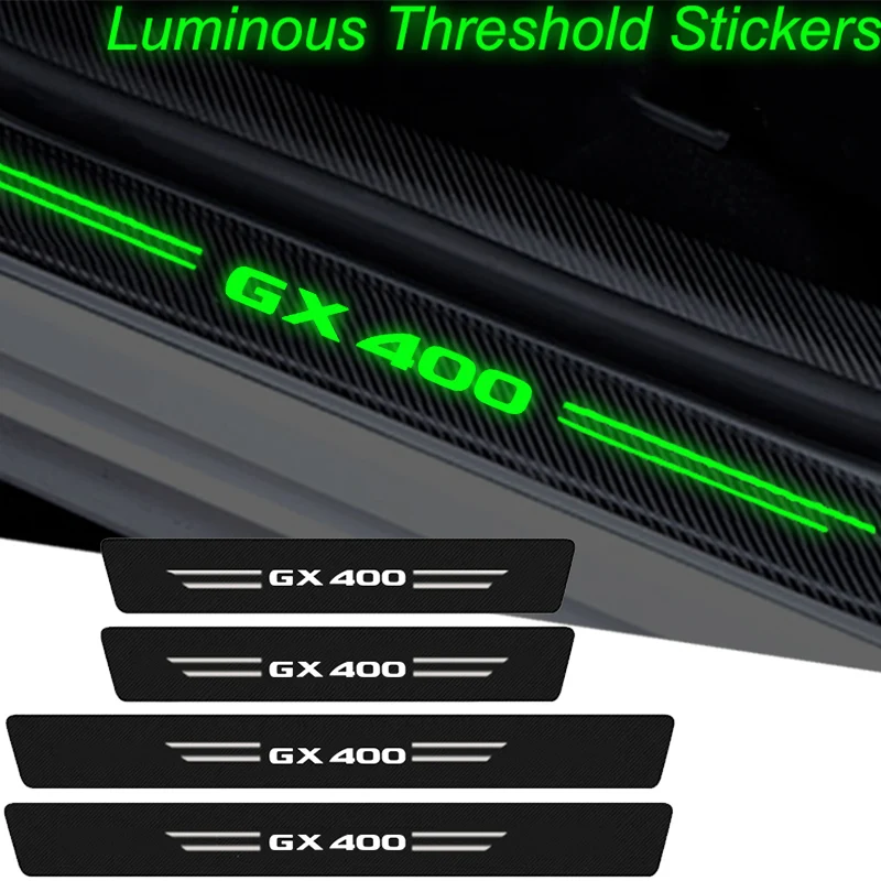 Светящаяся автомобильная наклейка из углеродного волокна, наклейка на порог багажника, накладка на порог Lexus GX400 с логотипом, водонепроницаемая полоса в салоне автомобиля