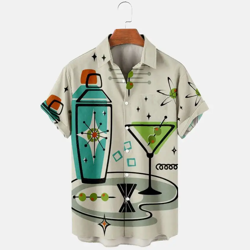 Вечерние рубашки и топы из смесового хлопка с коротким рукавом для мужчин-s-top Style 5