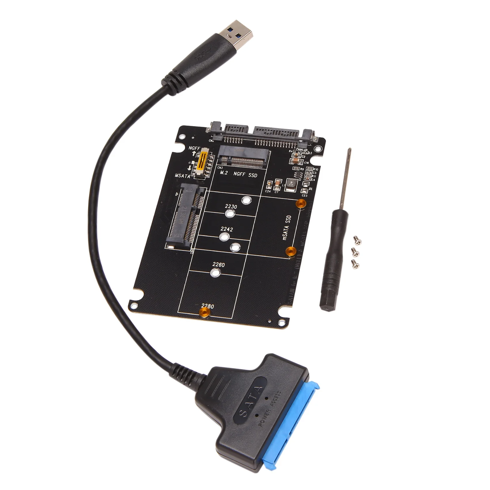 M.2 NGFF Адаптер MSATA-USB 3.0 Конвертер Считывающая карта с кабелем SATA Портативный флэш-накопитель с поддержкой SATA SSD