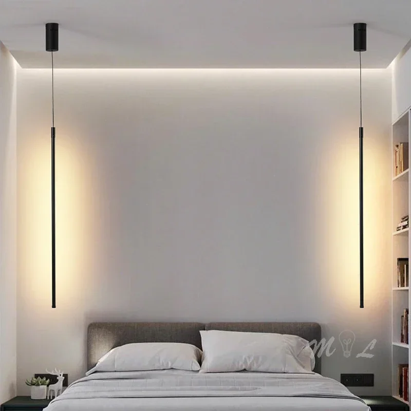 Современные черные светодиодные подвесные светильники для спальни, алюминиевые подвесные светильники в стиле Simple Home Deco, гостиная, кабинет, Лофт, светильник Abajur