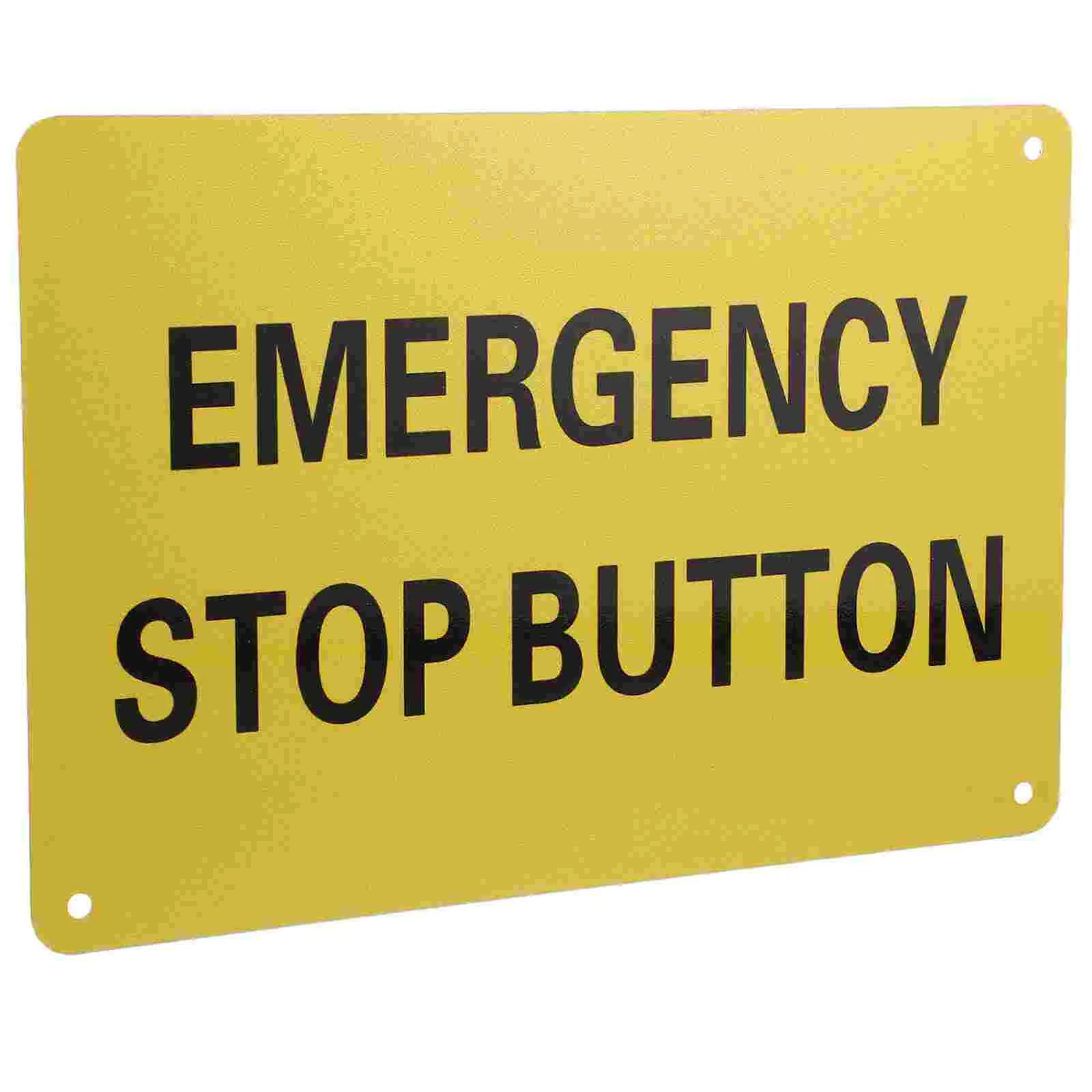 Кнопки Металлический Знак аварийной остановки для Индикатора оборудования Черная Буква Желтый Фон Предупреждение Алюминий