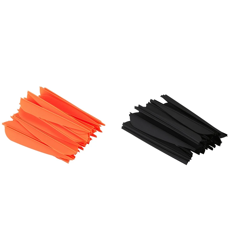 100ШТ лопастей для стрел 4-дюймовое пластиковое оперение для стрел из лука своими руками (черный и оранжевый)