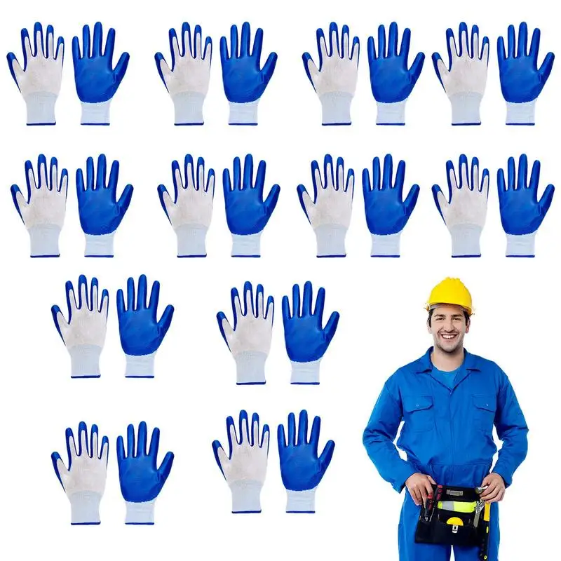 Рабочие перчатки с защитой от порезов, 12 пар защитных рабочих перчаток, Ультралегкие рабочие перчатки с защитой от порезов, Нитриловая микропена
