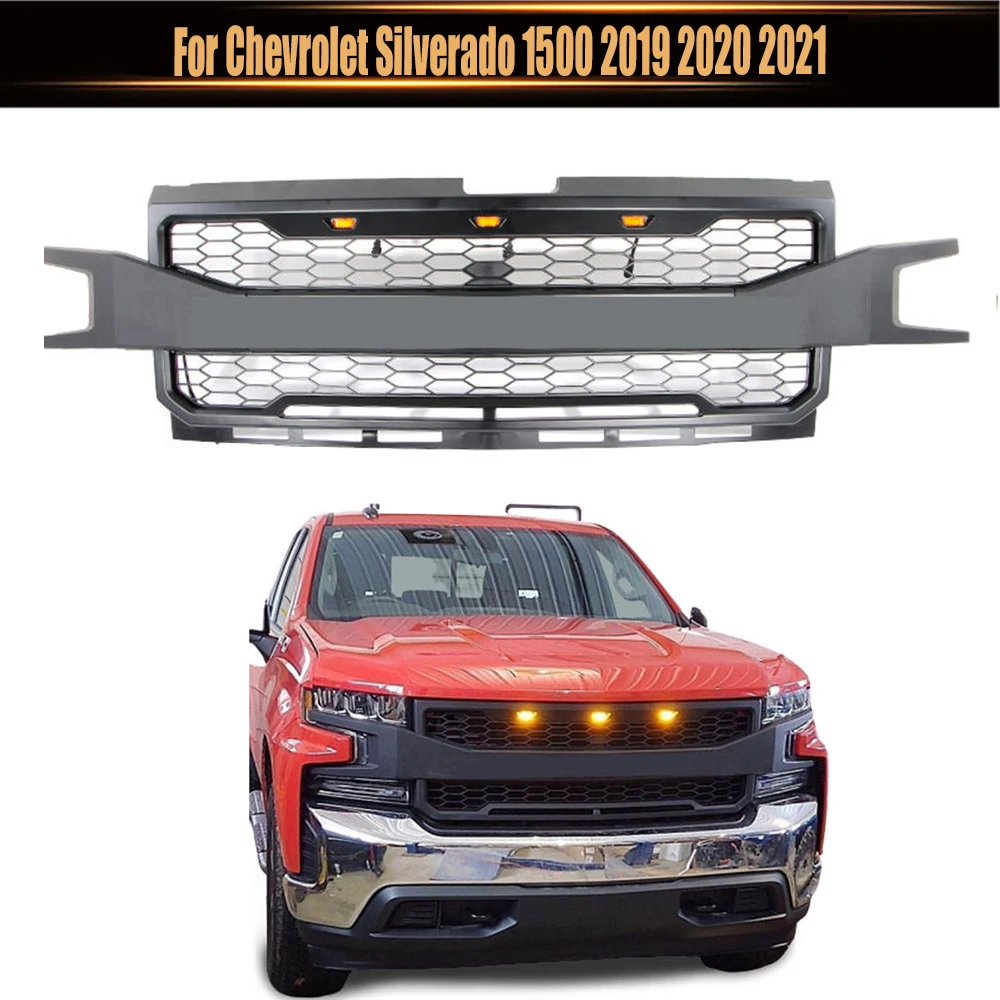 Внешние гоночные решетки, Планки радиаторной решетки, сетки для решеток, Модифицированная Решетка переднего бампера для Chevrolet Silverado 1500 2019 2020 2021