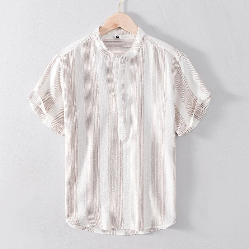 Новый бренд Suehaiwe's, хлопчатобумажная рубашка в полоску для мужчин, воротник-стойка, модные рубашки для мужчин, camisa, сорочка, топы, мужская одежда