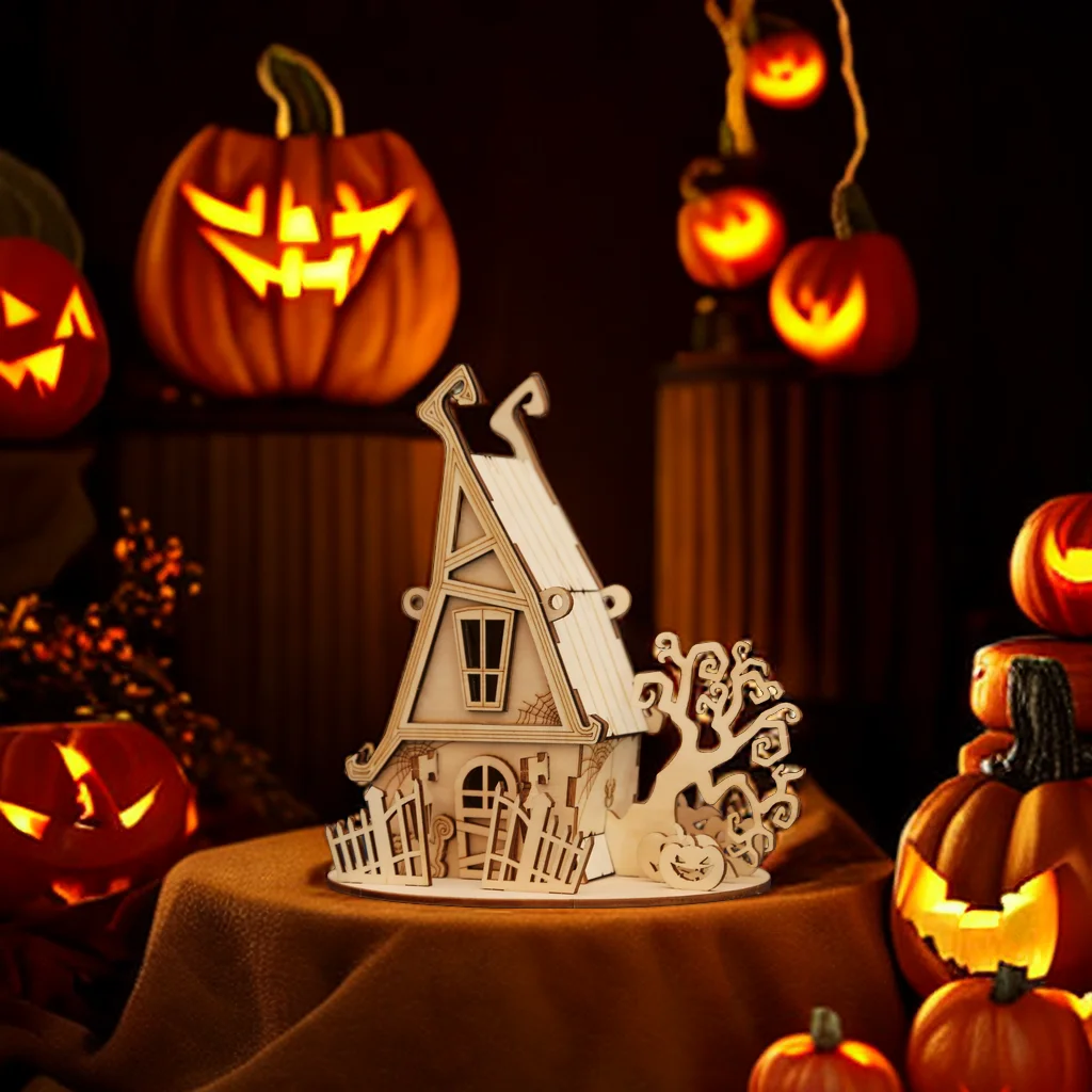 Тада 3D Дом Ведьмы Деревянная головоломка Подарок на Хэллоуин Украшение вечеринки В сборе Механическая модель Игрушки для детей и взрослых