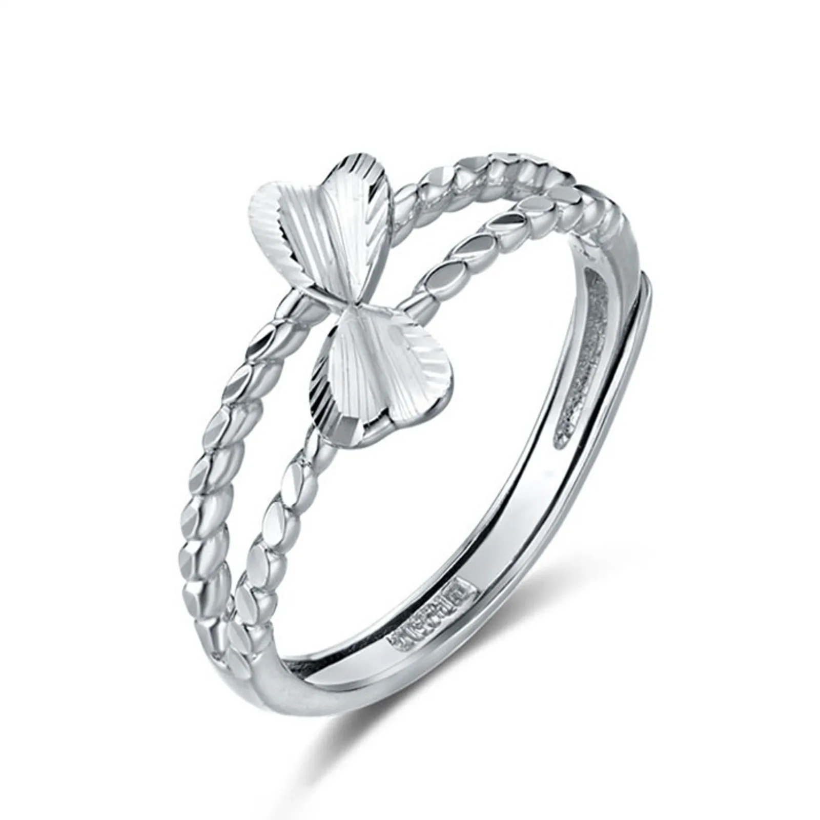 1 шт. Кольцо из настоящей чистой платины 950 пробы, женское подарочное кольцо с двойным сердечком-бабочкой, 2,9-3g PT950