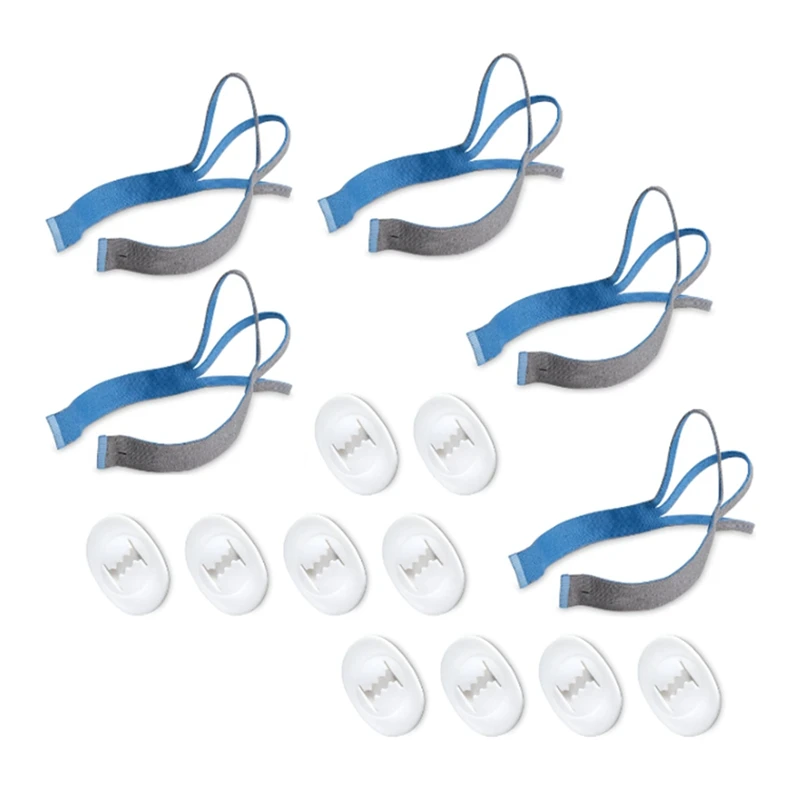 5ШТ Головных уборов для Resmed Airfit P10, Носовая подушка, маска, Ремни в комплекте 10ШТ регулировочных зажимов Синий + серый пластик + нейлон