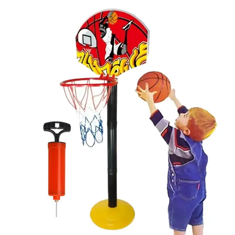 Баскетбольные ворота для детей Портативная Баскетбольная тренировочная площадка с надувным мячом и насосом для игры с мячом с регулируемой высотой