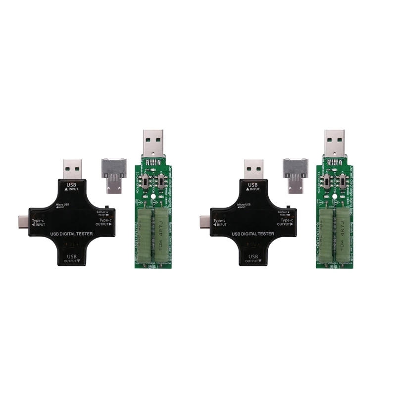 2X Тестер USB C, 2 В 1 тестер USB Type C, цветной экран, IPS цифровой мультиметр, напряжение, ток, температура, с загрузчиком