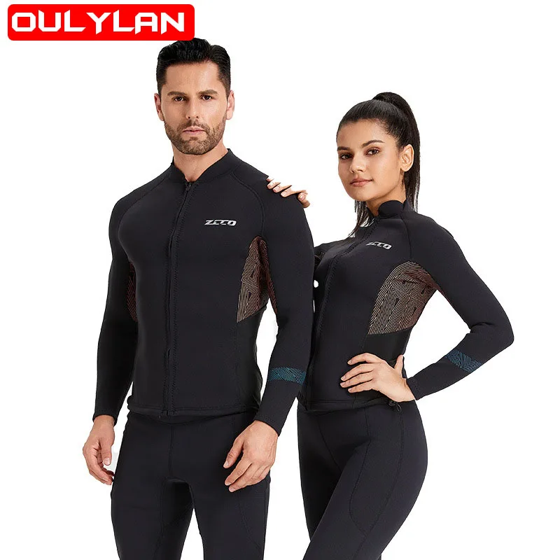 Oulylan 1,5 мм Неопреновый Мужской женский гидрокостюм, куртка, топ, штаны для подводного плавания, Раздельный гидрокостюм, Солнцезащитный крем для взрослых, костюм для серфинга, водолазный костюм