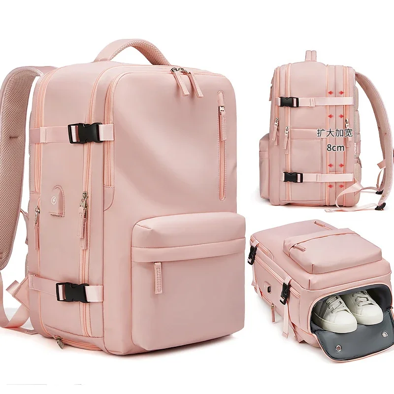 Женский дорожный рюкзак с возможностью расширения, женский USB-зарядка, деловой рюкзак для ноутбука с сумкой для обуви, 16-дюймовый водонепроницаемый школьный рюкзак