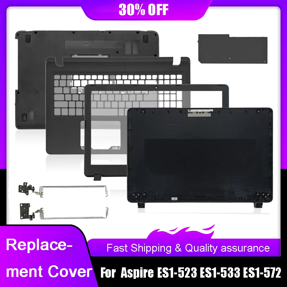 Новая задняя крышка ноутбука Acer Aspire ES1-523 ES1-533 ES1-532 ES1-572 Передняя панель, подставка для рук, Верхние Нижние петли корпуса, Черный