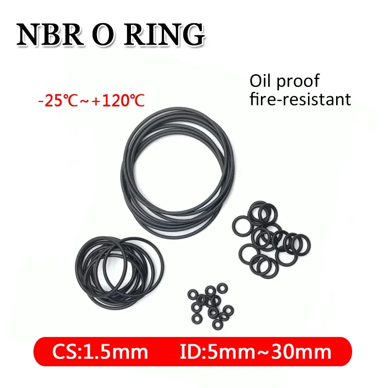 Пневматическое Уплотнительное кольцо, устойчивое к давлению и маслу, Гидравлическое Уплотнительное кольцо из нитрила Nbr80 градусов OD 5 мм ~ 30 мм CS1.5mm