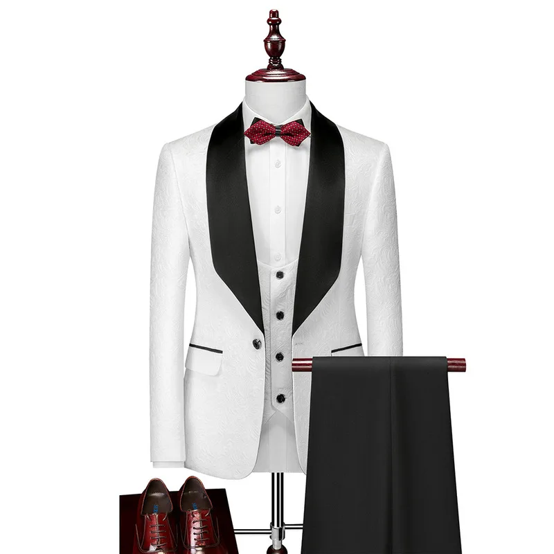 Свадебное платье 2023, приталенные Роскошные костюмы для мужчин, Жаккардовый костюм Homme, Высококачественный Модный мужской блейзер, жилет, брюки